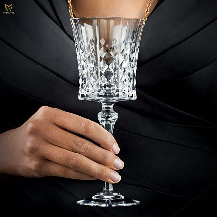 Elegant diamond wine goblet glass Engraved Wine Glasses