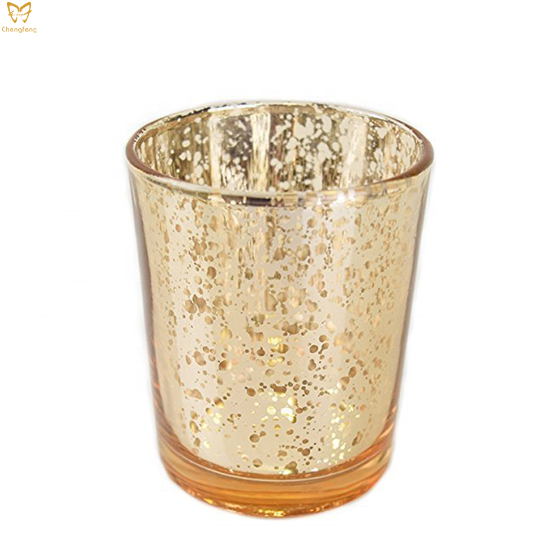 Mercury Glass Votive Candle Holder Speckled Rose Gold Candle Holders for Weddings and Home Decor