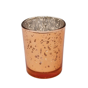 Mercury Glass Votive Candle Holder Speckled Rose Gold Candle Holders for Weddings and Home Decor