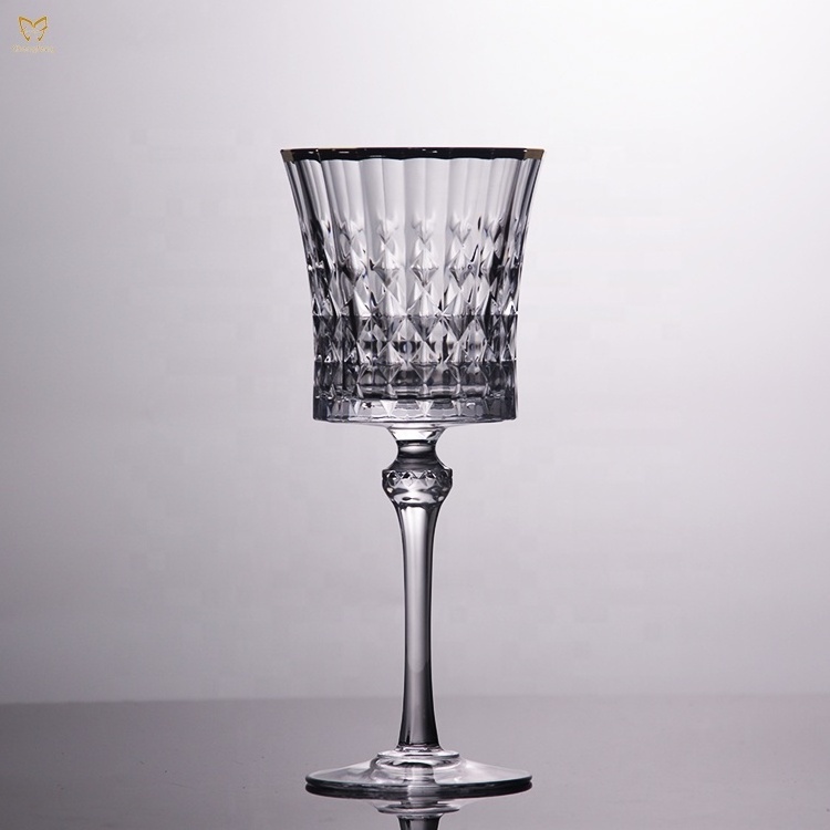 Elegant diamond wine goblet glass Engraved Wine Glasses