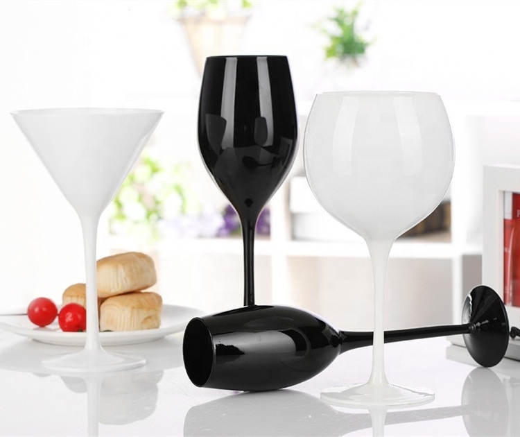 Fancy Black Wine Glasses With Stem For Red And White Wine 750ml