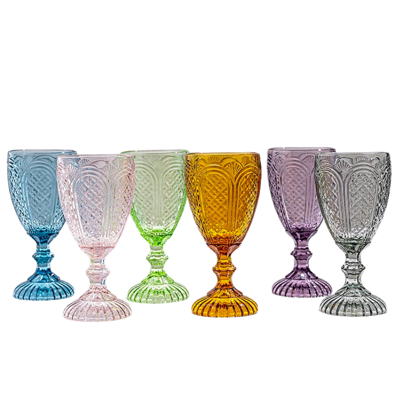 Amber Color Red Wine Glass Goblet Glass Water Wine Cups Colored Glassware Pink Goblets Red Wine Glasses