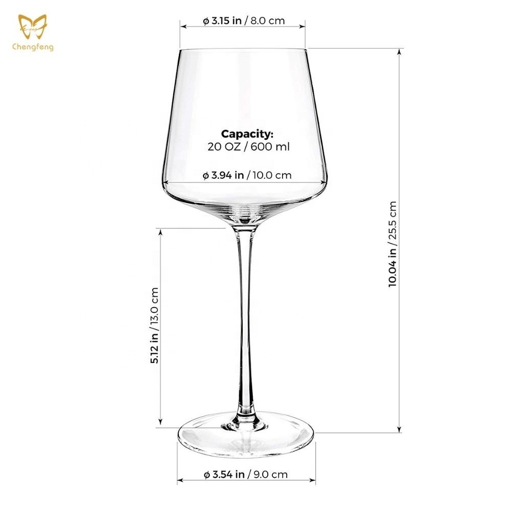 17.7oz Hand Made Wedding Gift Art Big Belly Tasting Cup Ultra-Thin Crystal Burgundy Bordeaux Goblet  Wine Glass Cup