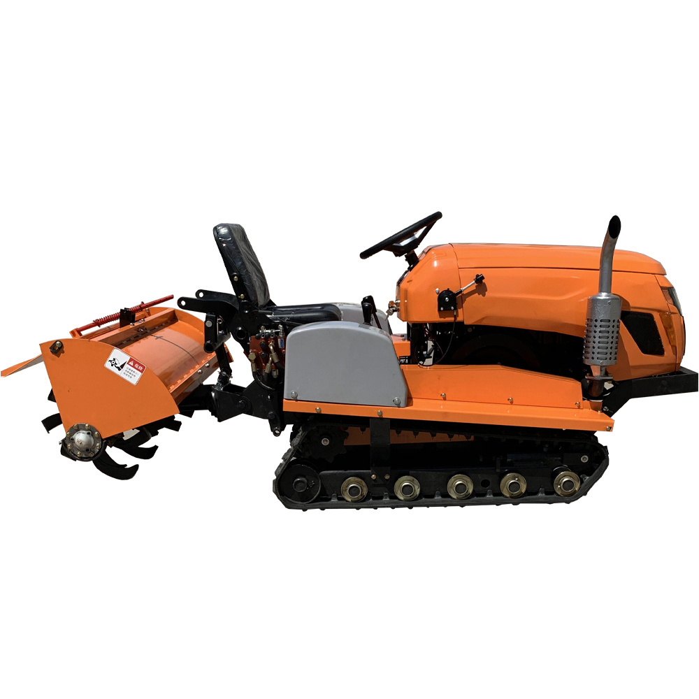 Wholesale New Agricultural Tractor Machine 35hp Riding Remote Control Rubber Crawler Rotary Cultivator Tiller