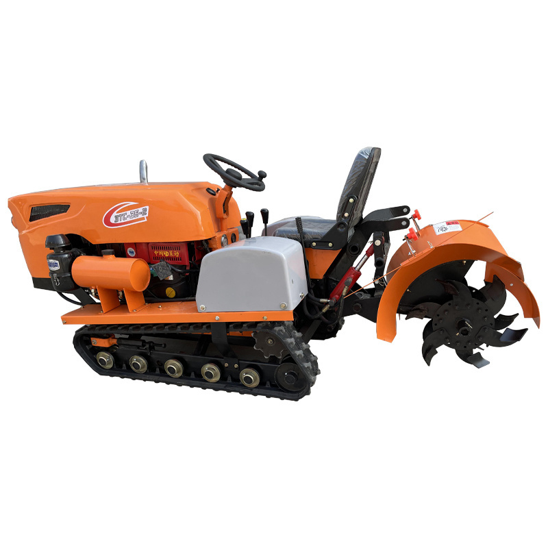 Wholesale New Agricultural Tractor Machine 35hp Riding Remote Control Rubber Crawler Rotary Cultivator Tiller