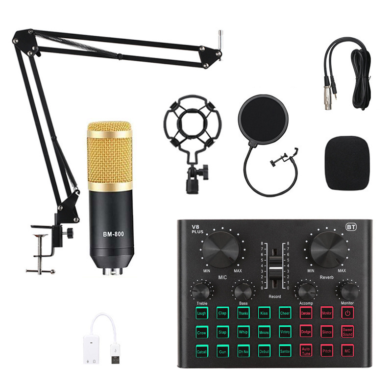 V8X Pro Condenser Studio Microphone Phone Laptop Gaming Live Broadcast Professional BM800 Condenser Microphone Set