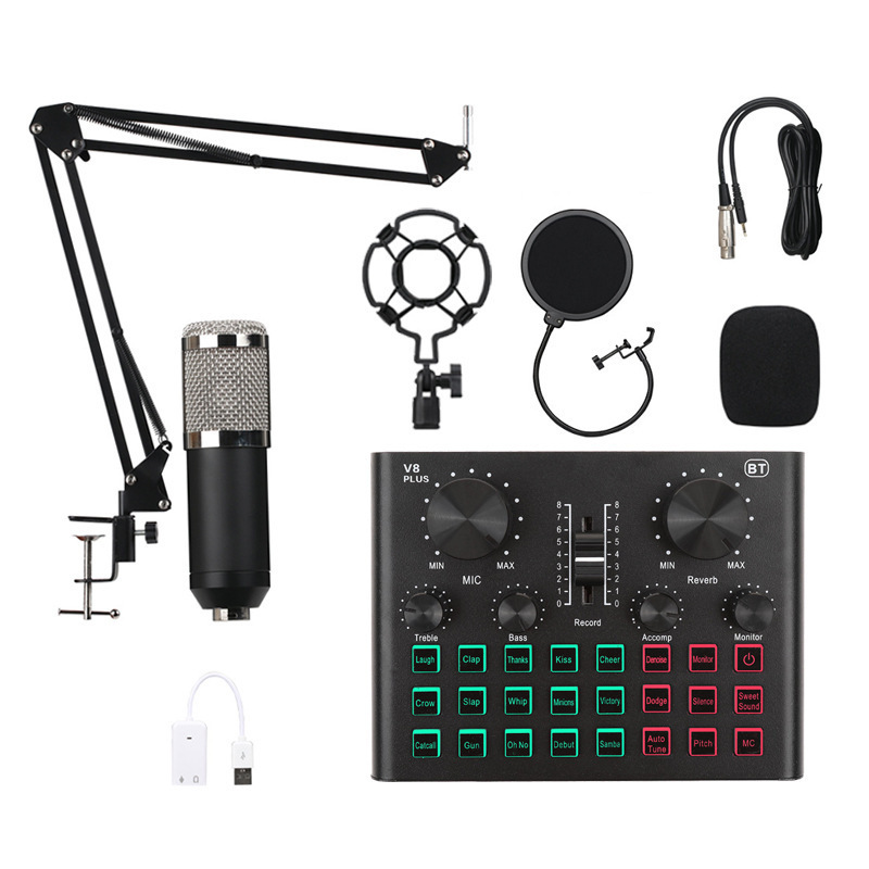 V8X Pro Condenser Studio Microphone Phone Laptop Gaming Live Broadcast Professional BM800 Condenser Microphone Set