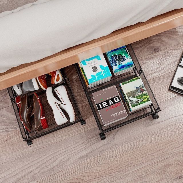 Manufacturer Foldable Metal Under Bed Storage Drawers On Wheels For Clothes Shoes Blankets Under Bed Storage