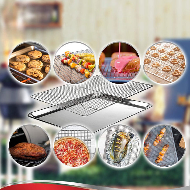 Stainless Steel Baking Pan Cookie Sheet Cooling Rack Baking Tray with Rack Set