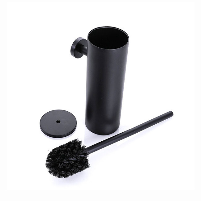 Custom Black Matte 304 Stainless Steel Toilet Brush Set Toilet Bowl Cleaner Brush And Holder