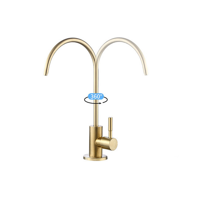 Good Quality Single Handle Kitchen Sink Faucet Brushed Gold Drinking Faucet Water Filter