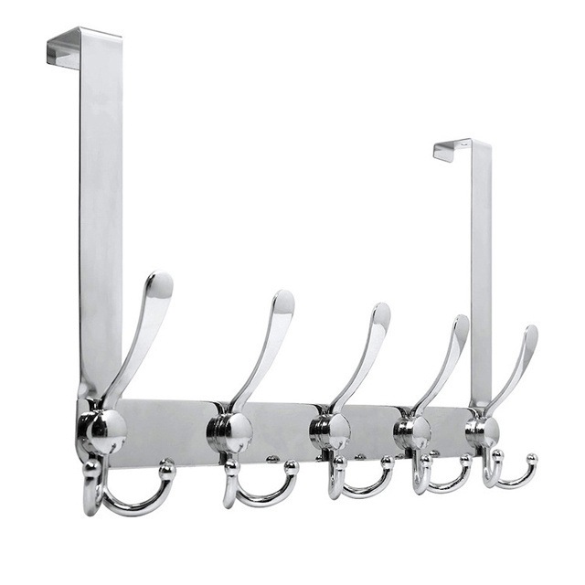 Bathroom Organizer Towel Rack 15 Hooks Black Stainless Steel Heavy Duty Over The Door Hook Hanger