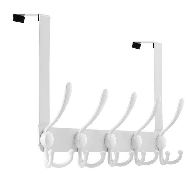 Bathroom Organizer Towel Rack 15 Hooks Black Stainless Steel Heavy Duty Over The Door Hook Hanger