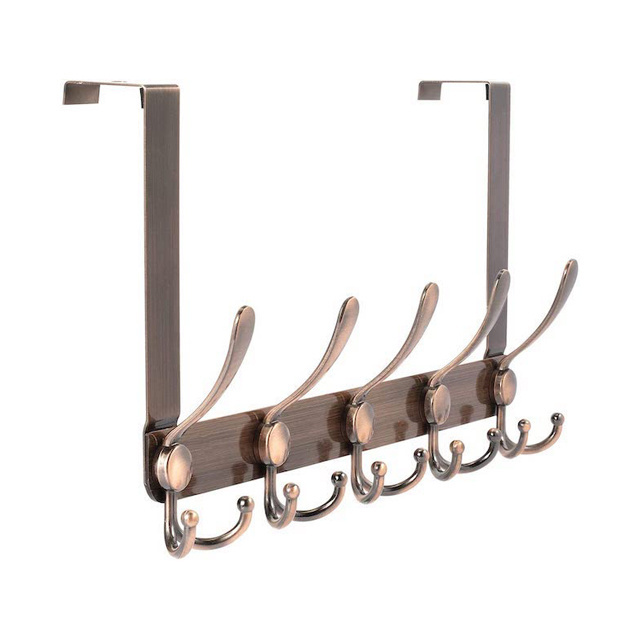 Bathroom Organizer Towel Rack 15 Hooks Black Stainless Steel Heavy Duty Over The Door Hook Hanger