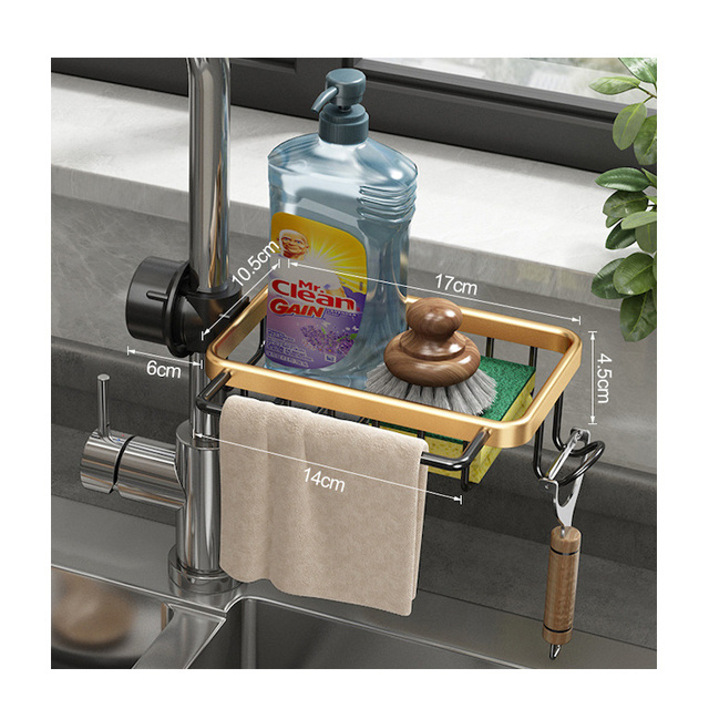 3 in 1 Detachable Hanging Faucet Drain Rack with Hook and Tissue Rack for Kitchen Sink Sponge Holder