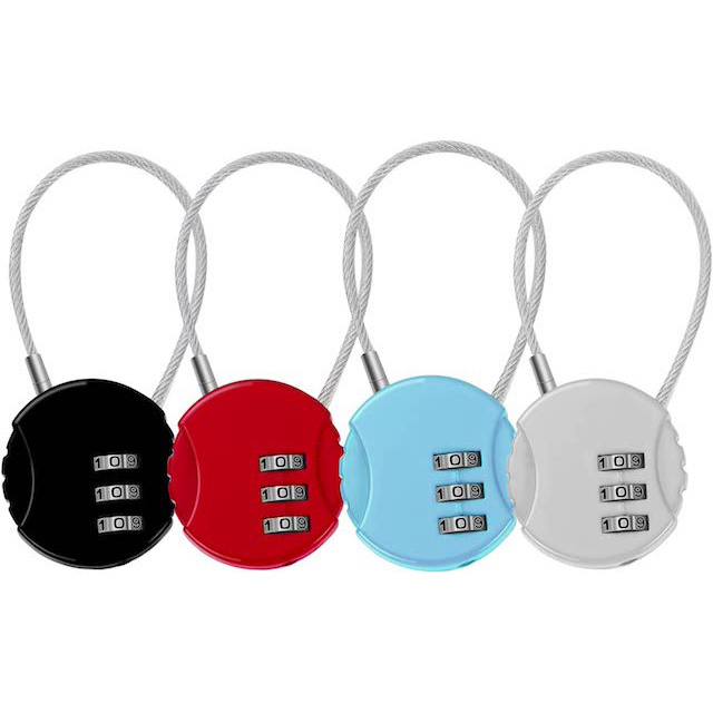 3 Digit Combination Padlock Code Lock with Wire Rope Outdoor Waterproof Padlock for Backpack Suitcase Combination Lock