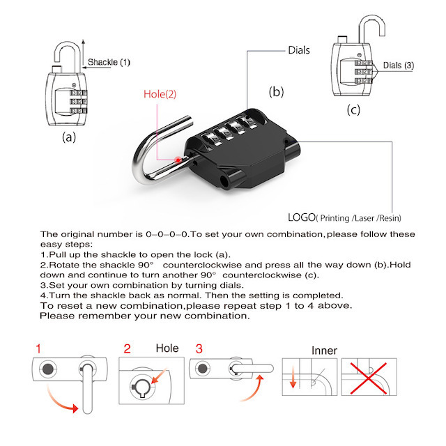 4 Digit Padlock Waterproof Locker Locks Small Combo Locks Outdoor for School Gym Locker Combination Lock - Multicolored