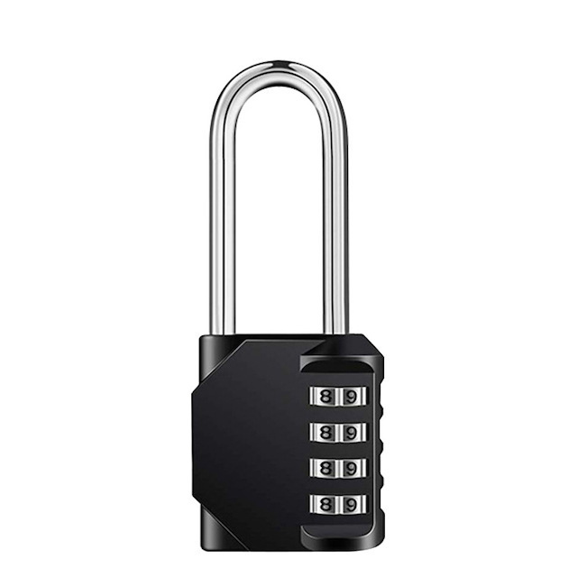 Portable Number Lock with 6.7 cm Long Shackle Padlock Combined Padlocks 4-Digit Long Combination Lock