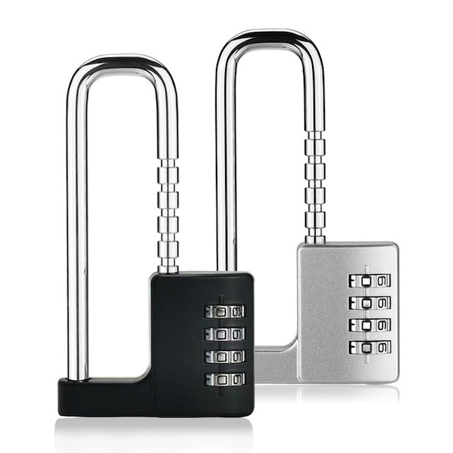 4 Digit Padlock Zinc alloy Cabinet Lock Retractable Long Shackle Lock for Outdoor School Gym Combination Padlock