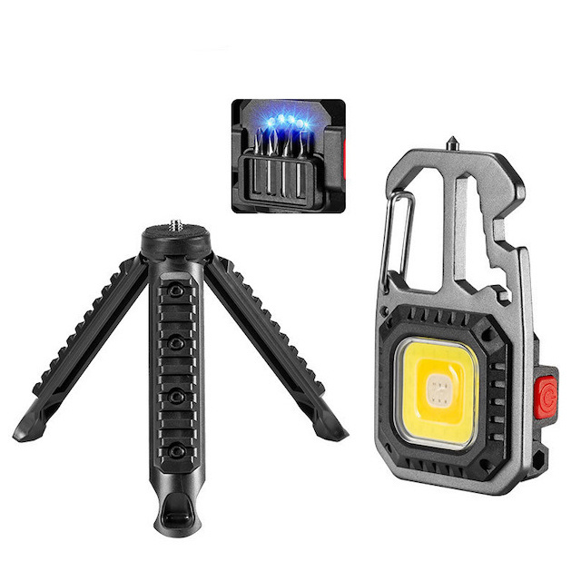 Pocket Rechargeable COB Keychain Work Light for Fishing Walking Camping Small Keychain Flashlights 500 Lumens