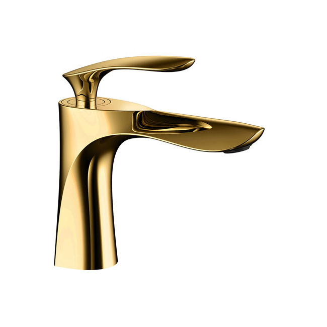 Best Good Sale Modern Polished Bathroom Hole Faucet Single Handle Gold Brass Bathroom Faucet