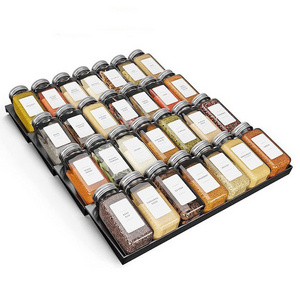 4 Tier Spice Rack for Cabinet Kitchen Seasoning Jars Drawers Insert -Jars not included- Spice Drawer Organizer