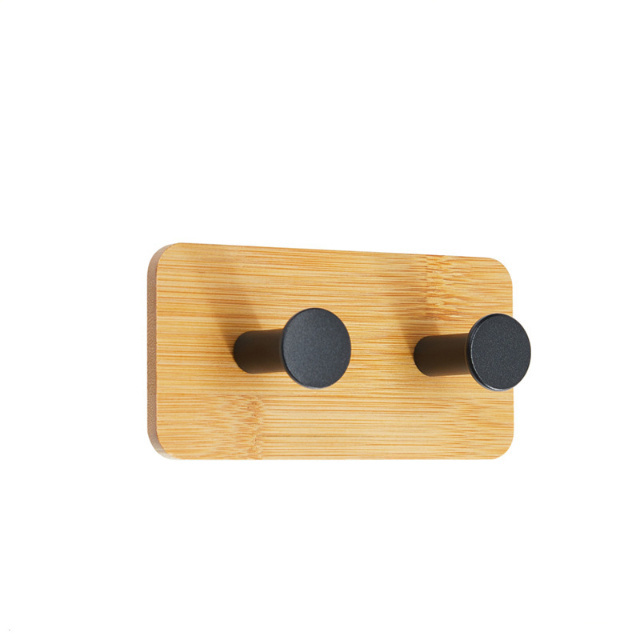 OEM Adhesive Bamboo Wooden Coat Shelf Hooks 2 Pack Walled Mounted Coat Rack Bathrobe Jacket Hooks