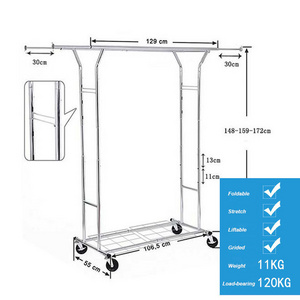 Heavy Duty Foldable Garment Rack Load 265Lbs Rolling Clothing Racks with Wheels and Adjustable Shelves Clothes Rack