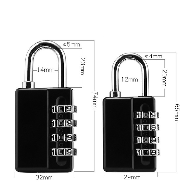 4-Digit Padlock Resettable Luggage Locks for Backpack Gym School Weatherproof Travel Lock Black Combination Lock