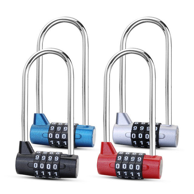 Door Handle Padlock U-Shaped Suitable for Lockers Filing Cabinets Wardrobes Door Locks 4-Digit Combination Padlock