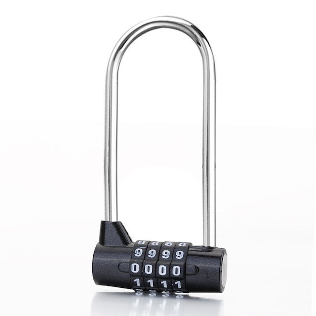 Door Handle Padlock U-Shaped Suitable for Lockers Filing Cabinets Wardrobes Door Locks 4-Digit Combination Padlock