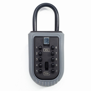 Combination Password Security Lock Wall Mount Push Button for Home Family Realtor 10-Digits Key Safe Lock Box Gray