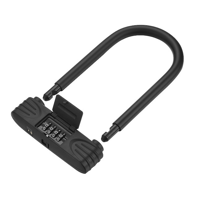 4 Digit Combination Password Bicycle Lock with U-Lock Shackle Waterproof No Key Bike U Lock Black