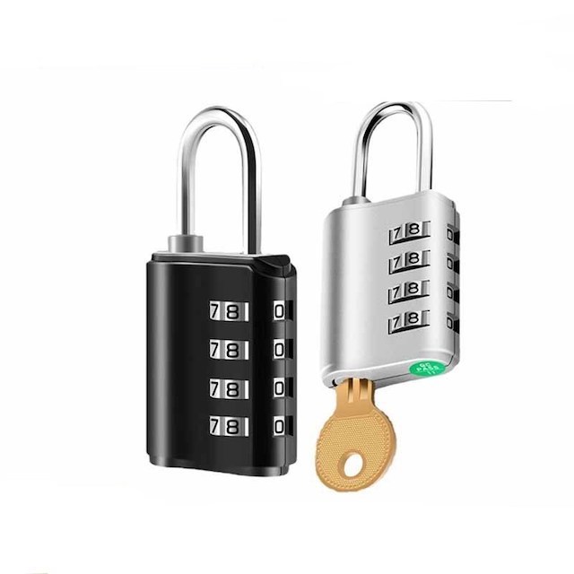 Hot Sale 4 Digit Combination Gate Lock with Key Weatherproof Combination Padlock Black/Silver