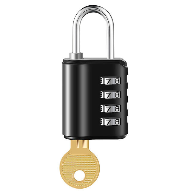 Hot Sale 4 Digit Combination Gate Lock with Key Weatherproof Combination Padlock Black/Silver