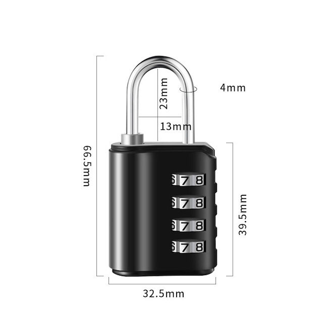 Hot Sale 4 Digit Combination Gate Lock with Key Weatherproof Combination Padlock Black/Silver