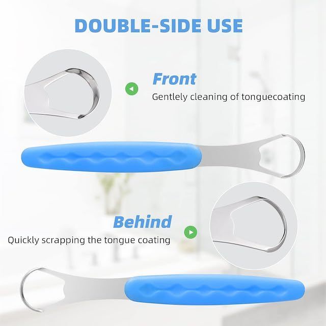 2 Pieces Tongue Scrapers for Adults with Travel Case Stainless Steel Tongue Cleaner