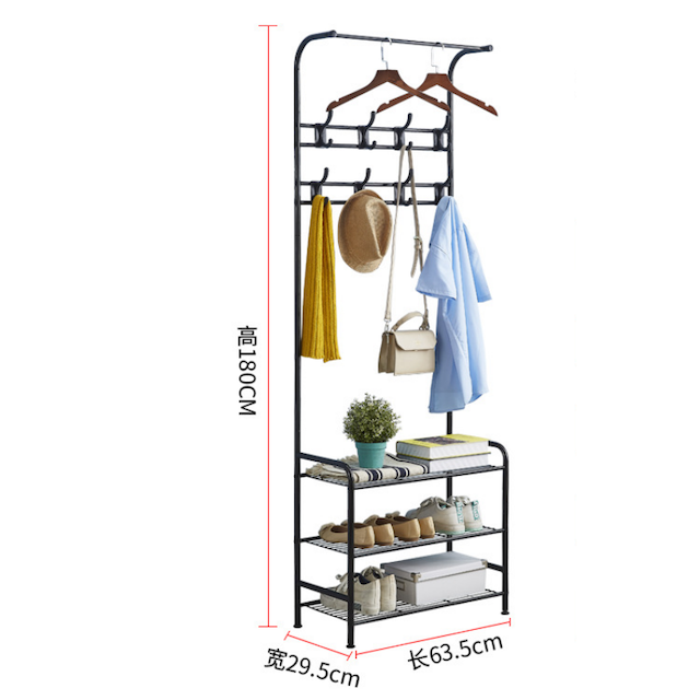 New Design Coat Racks Free Standing with 3-Tier Shelf and 16 Hooks Entryway 3-in-1 Coat and Shoe Rack