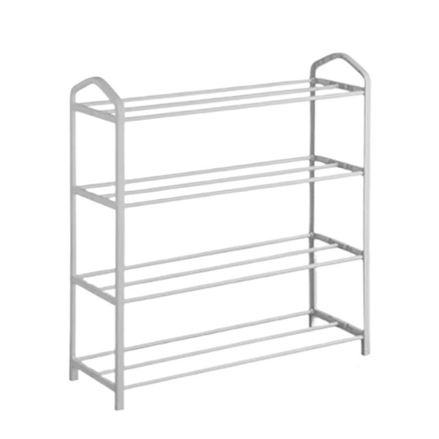 Custom OEM Entryway Shoe Shelf Metal Free Standing Shoe Racks 4 Tier Stackable Small Shoe Rack White