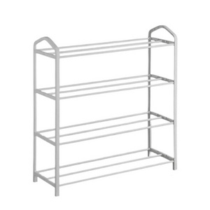 Custom OEM Entryway Shoe Shelf Metal Free Standing Shoe Racks 4 Tier Stackable Small Shoe Rack White