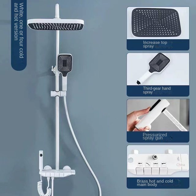 Factory Wholesale Piano Keys Shower Faucet 4 Function Wall Mount SPA Rainfall Shower Set Shower System