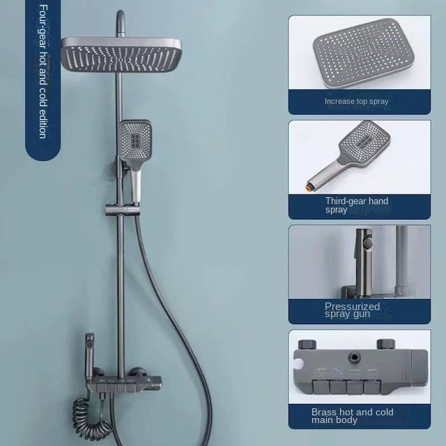 Factory Wholesale Piano Keys Shower Faucet 4 Function Wall Mount SPA Rainfall Shower Set Shower System