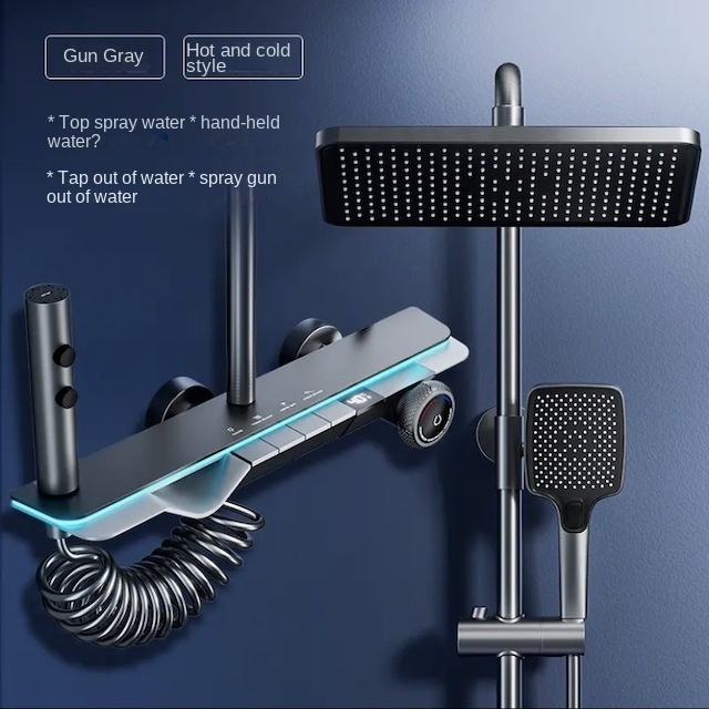 Factory Wholesale Piano Keys Shower Faucet 4 Function Wall Mount SPA Rainfall Shower Set Shower System