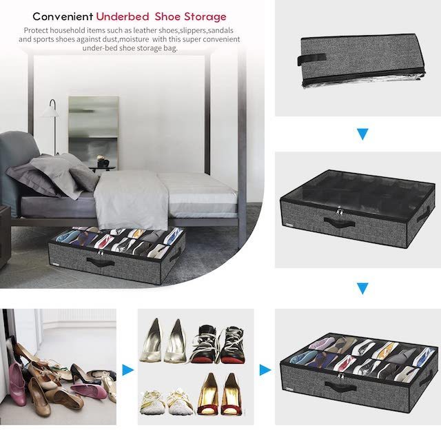 Under Bed Shoe Storage With Lid Under Bed Shoe Storage Organizer 29.3