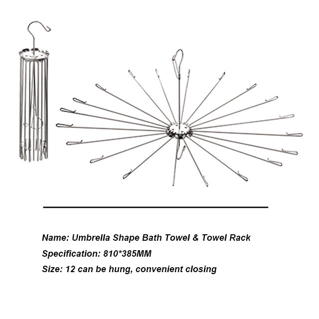 Folding Clothes Sock Hanger for Drying Towels Bras Lingerie Stainless Steel Outdoor Umbrella Clothes Drying Rack 81*38.5CM