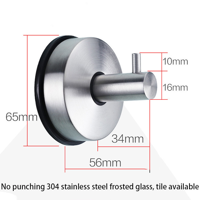 CUSTOM DESIGN Bathroom 304 Stainless Steel Towel Hook Shower Holder Removable Vacuum Suction Cup Hooks