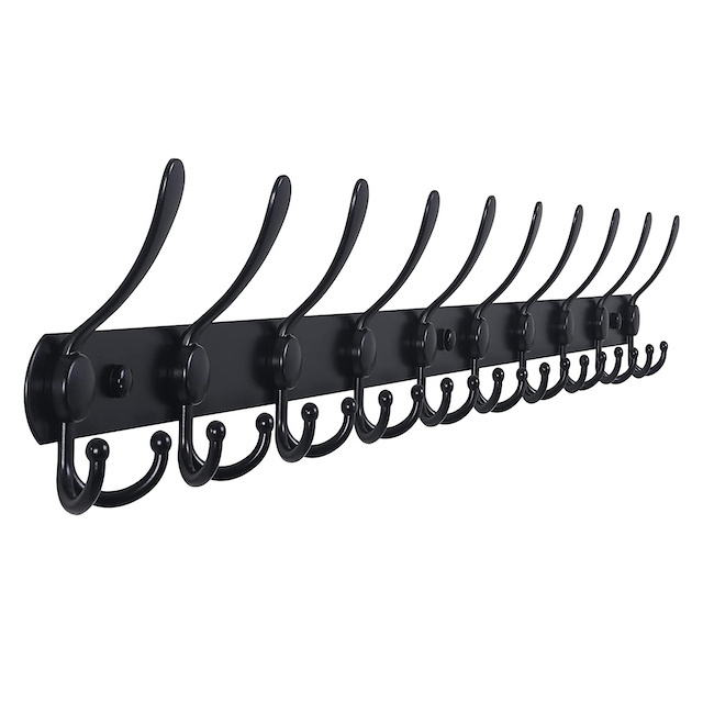 New Style Over Door Rack Mounted Coat Metal Wall 10 Long Hanger Mount Jacket Hooks