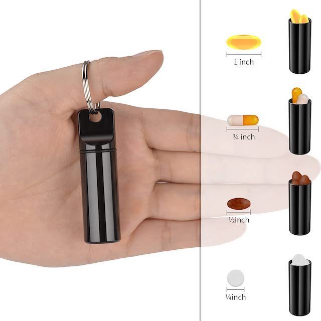 Portable Pill Box Mini Pocket/Purse Pill Organizer Case Container Medicine Bottle for Outdoor Keychain Pill Holder