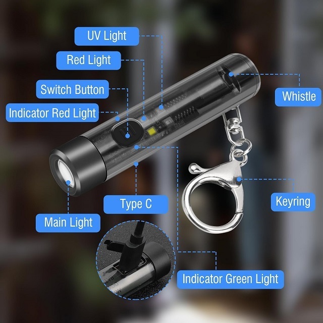 OEM Led Mini Small Torch Keychain Light Abs Black 200 Mah Usb Rechargeable 100 Lumen Pocket Flashlight For Outdoor Lighting