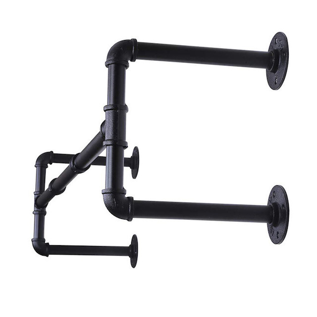 Hot Sale Clothes Rack Wall-Mounted Black Easy Assembly Industrial Wind and Water Pipe Iron Clothing Rack